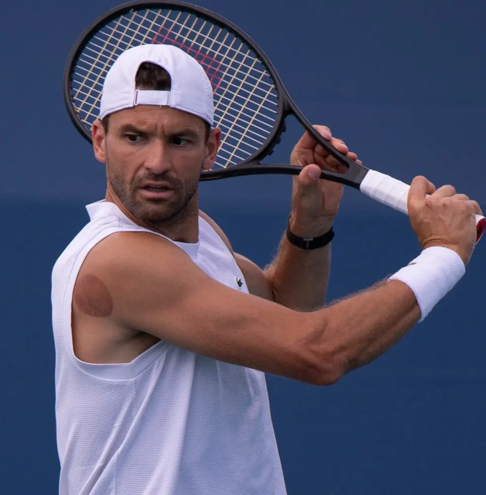 Grigor Dimitrov během tenisového turnaje.
