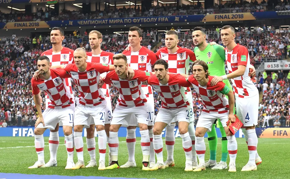 Chorvatští fotbalisté nastoupení před finálovým utkáním.