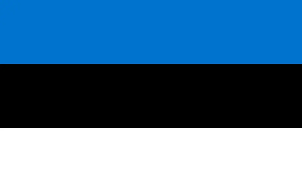 Tři vodorovné pruhy estonské vlajky: modrý, černý a bílý.