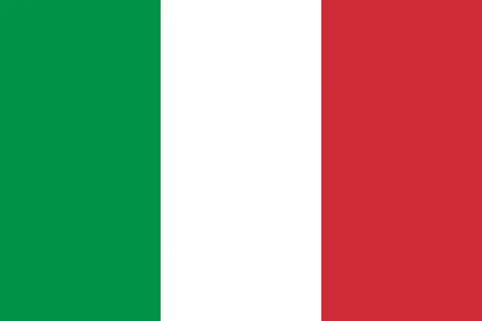 Zelený, bílý a červený svislý pruh italské vlajky.